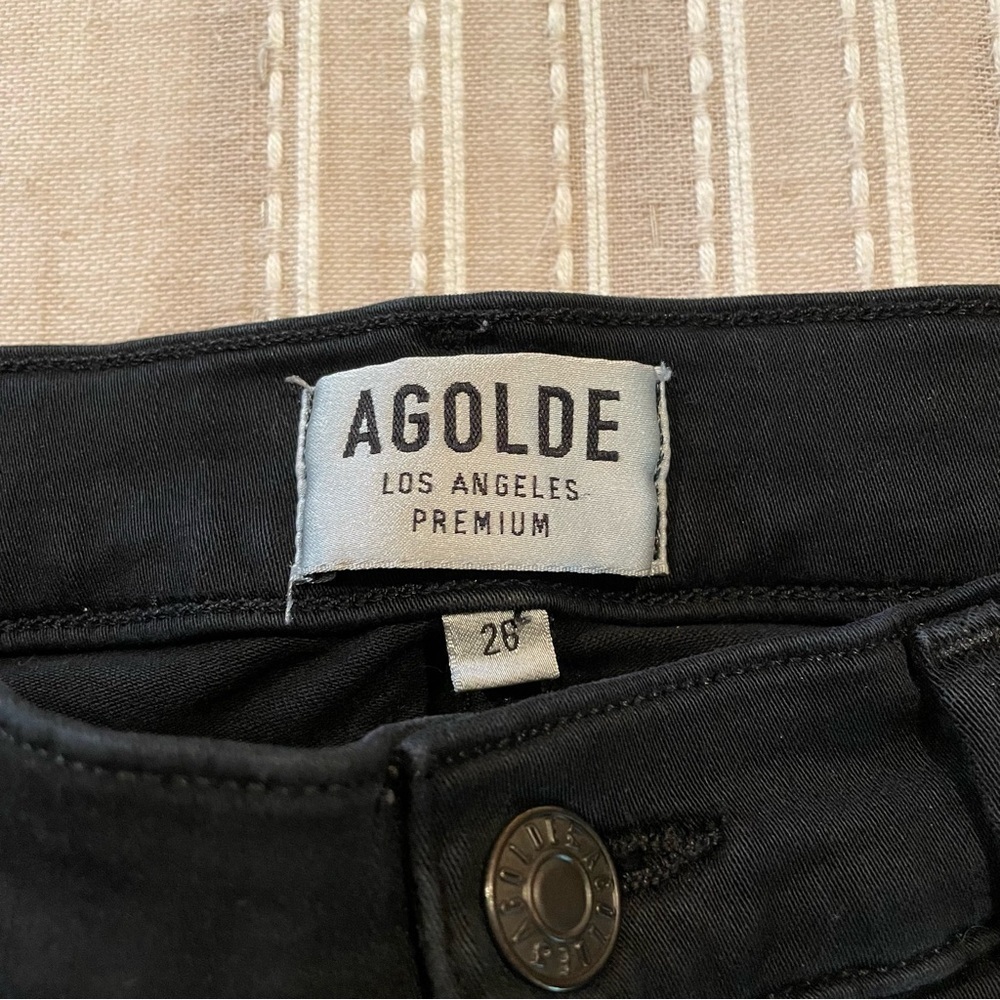 Agolde Sophie Black High Rise Distressed Skinny Jeans 26 - Picture 6 of 11